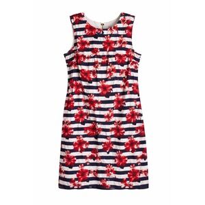 Tabitha Webb Anthropologie Stripe Floral Shift Dress Sz 8 Cotton Stretch